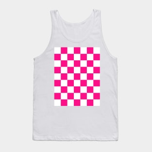 Checkered squares hot pink white geometric retro pattern Tank Top